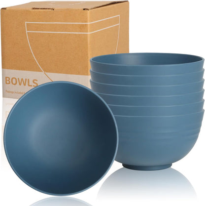 Wrova Wheat Straw Bowls for Kitchen set of 6,Anti-Scald Thick Soup Bowls 40oz,Microwave and Dishwasher Safe Bowl Sets, Unbreakable Cereal Bowl Sets. Vibrant Series