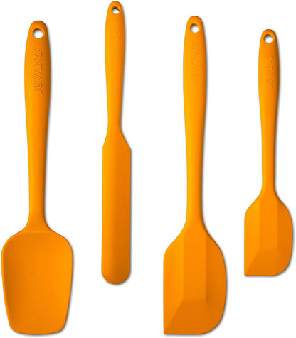 4 Piece Silicone Spatula Set, Flexible Heat Resistant Non-scratch Baking Cooking Rubber Spatulas with Stainless Steel Core, Black