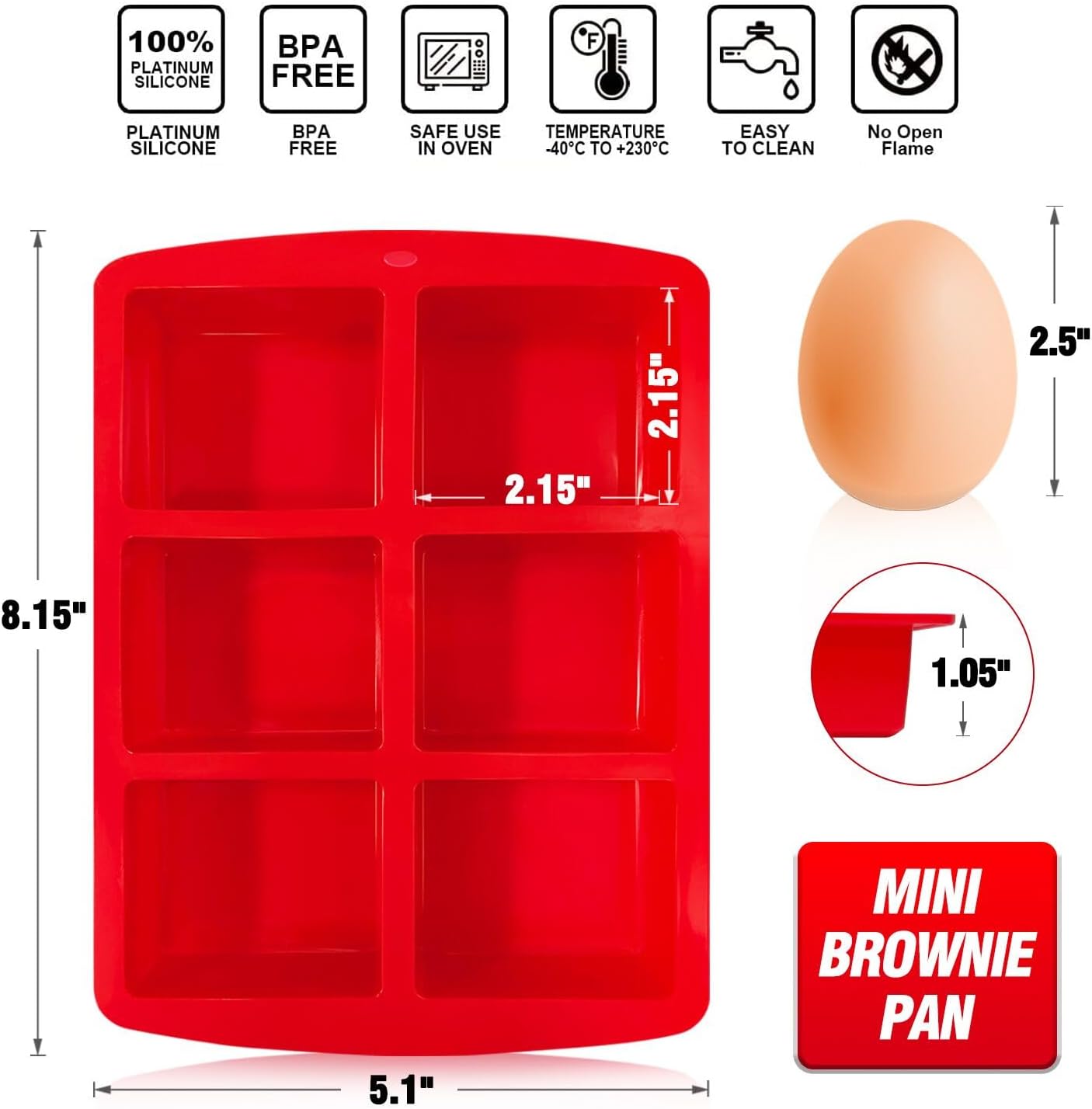 Walfos Silicone Muffin Pan - 6 Cup Non-Stick Silicone Cupcake Pan, Just PoP Out! Food Grade and BPA Free Baking Cups, Perfect for Egg Muffin, Cupcake, Dishwasher Safe (2 Pack Muffin Pan)