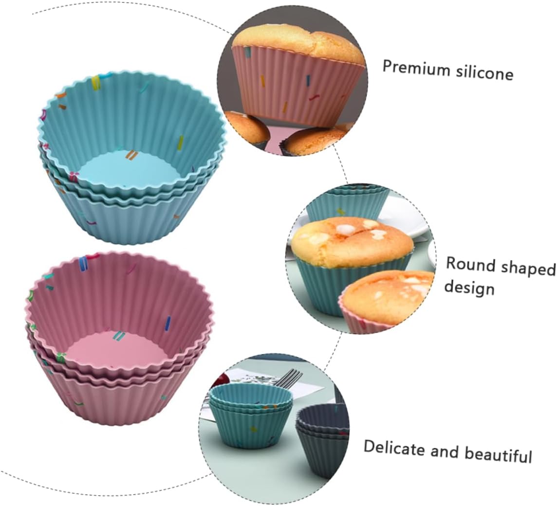 Jumbo Silicone Muffin Baking Cups Round Cake Mold Multi-purpose Baking Cups Easy Demoulding Non-stick for Diy