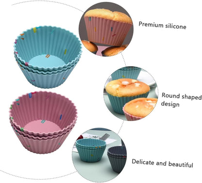 Jumbo Silicone Muffin Baking Cups Round Cake Mold Multi-purpose Baking Cups Easy Demoulding Non-stick for Diy