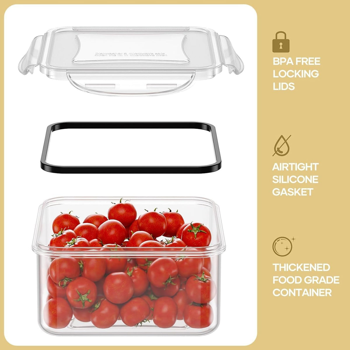 AISOON 40 Pcs 85oz Large Food Storage Containers with Lids (20 containers & 20 lids), Stackable Airtight Leakproof BPA-Free Reusable Meal Prep Containers, Freezer Microwave Dishwasher Safe