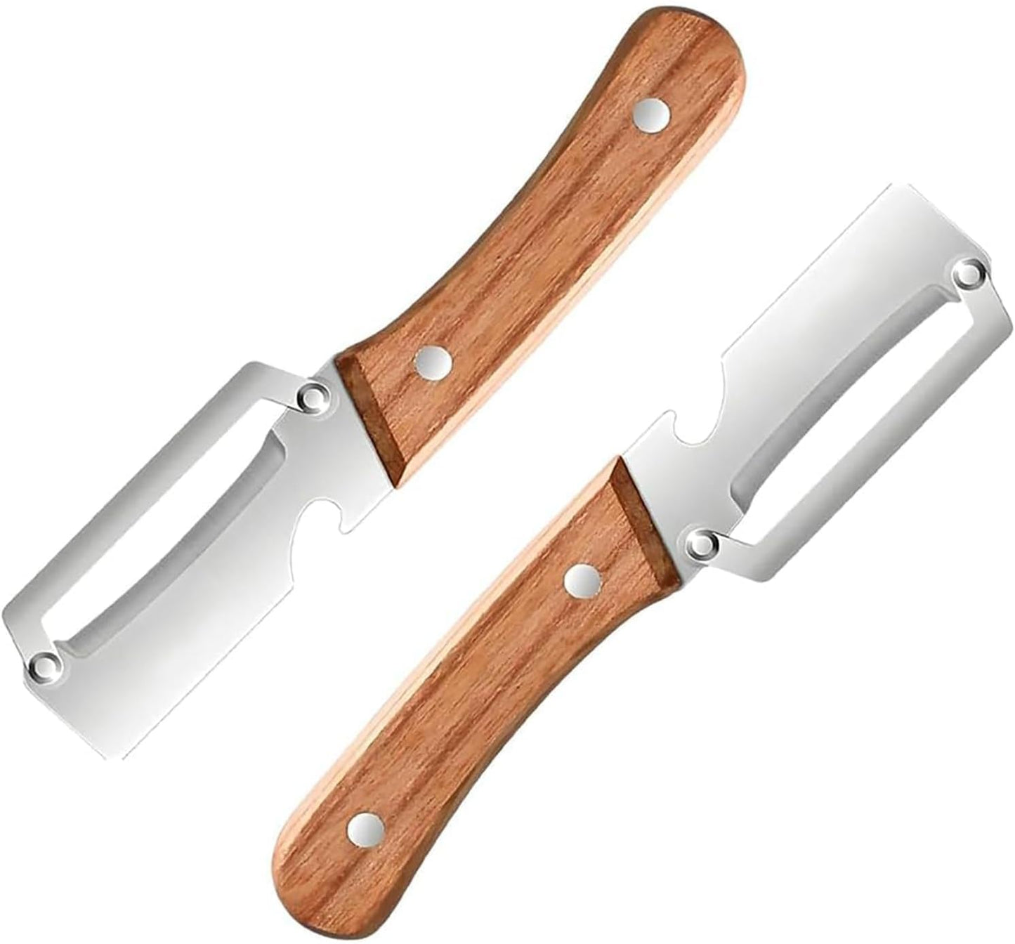 2PCS Multi-Functional Vegetable Peeler, Stainless Steel Ultra Sharp Blade with Wooden Handle, Fruit & Potato Peeler with Built-in Bottle Opener for Kitchen Use