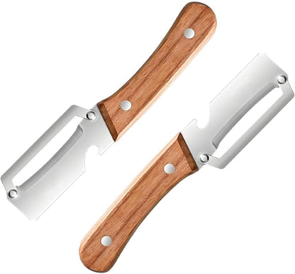 2PCS Multi-Functional Vegetable Peeler, Stainless Steel Ultra Sharp Blade with Wooden Handle, Fruit & Potato Peeler with Built-in Bottle Opener for Kitchen Use