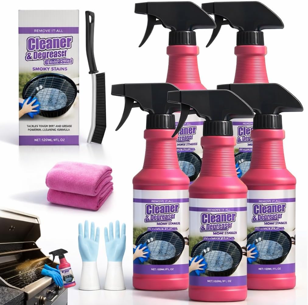 4 Fl oz Fast-Acting Heavy-Duty Grill Degreaser Spray, Professional BBQ Cleaner for Grates and Smoker, Advanced Grease Dissolver and Stain Remover for Outdoor Cooking Equipment(1)