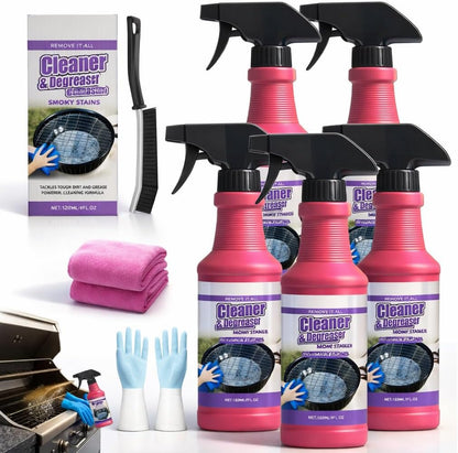4 Fl oz Fast-Acting Heavy-Duty Grill Degreaser Spray, Professional BBQ Cleaner for Grates and Smoker, Advanced Grease Dissolver and Stain Remover for Outdoor Cooking Equipment(1)