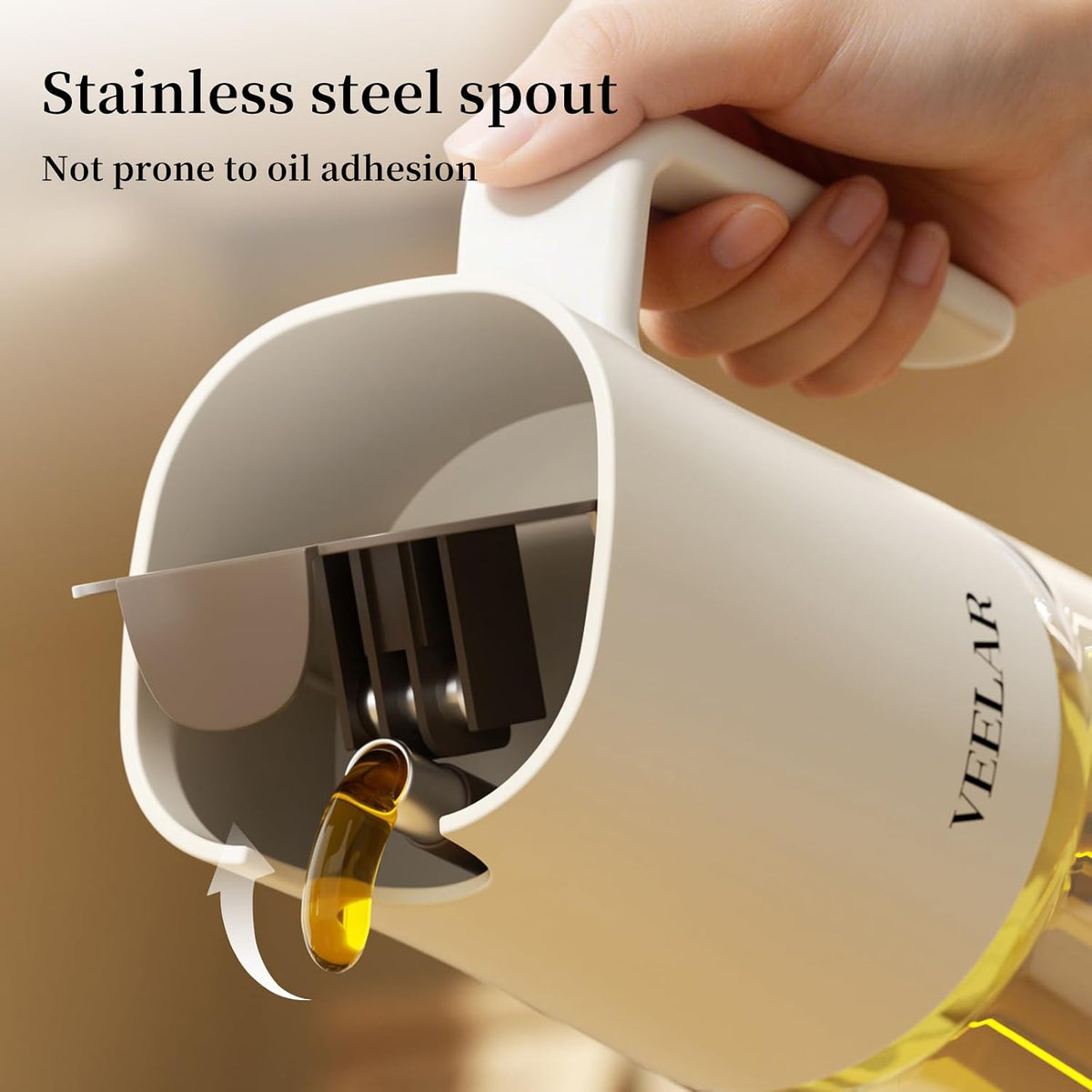 2 Set 550ml Glass Olive Oil Dispenser Bottle(White)