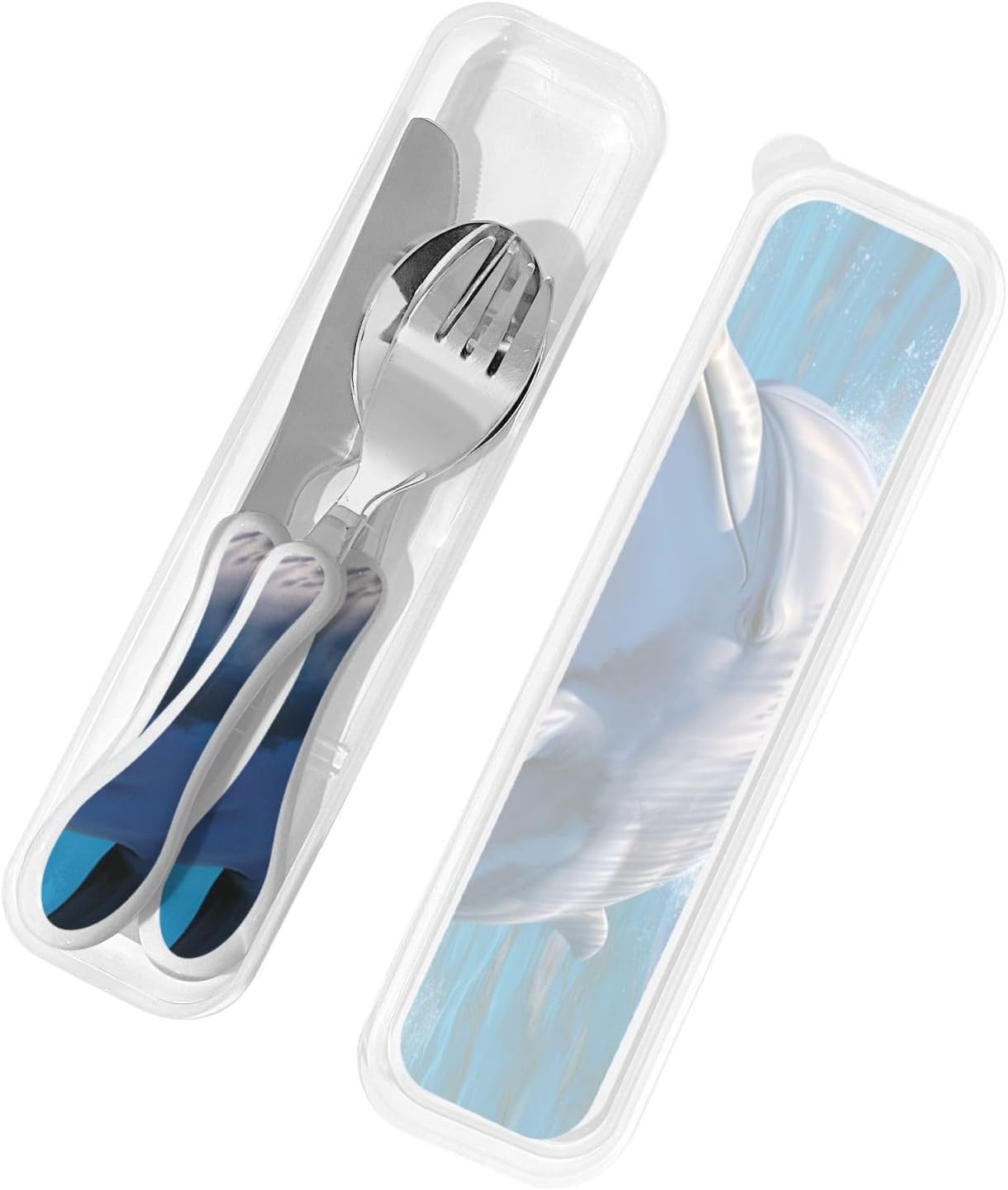 3-Piece Kids Silverware Set With Storage Case, Stainless Steel Reusable Children Safe Knife Spoon Fork Set Dragonfly Insects Flowers Children Flatware Set For Kids Lunch Box