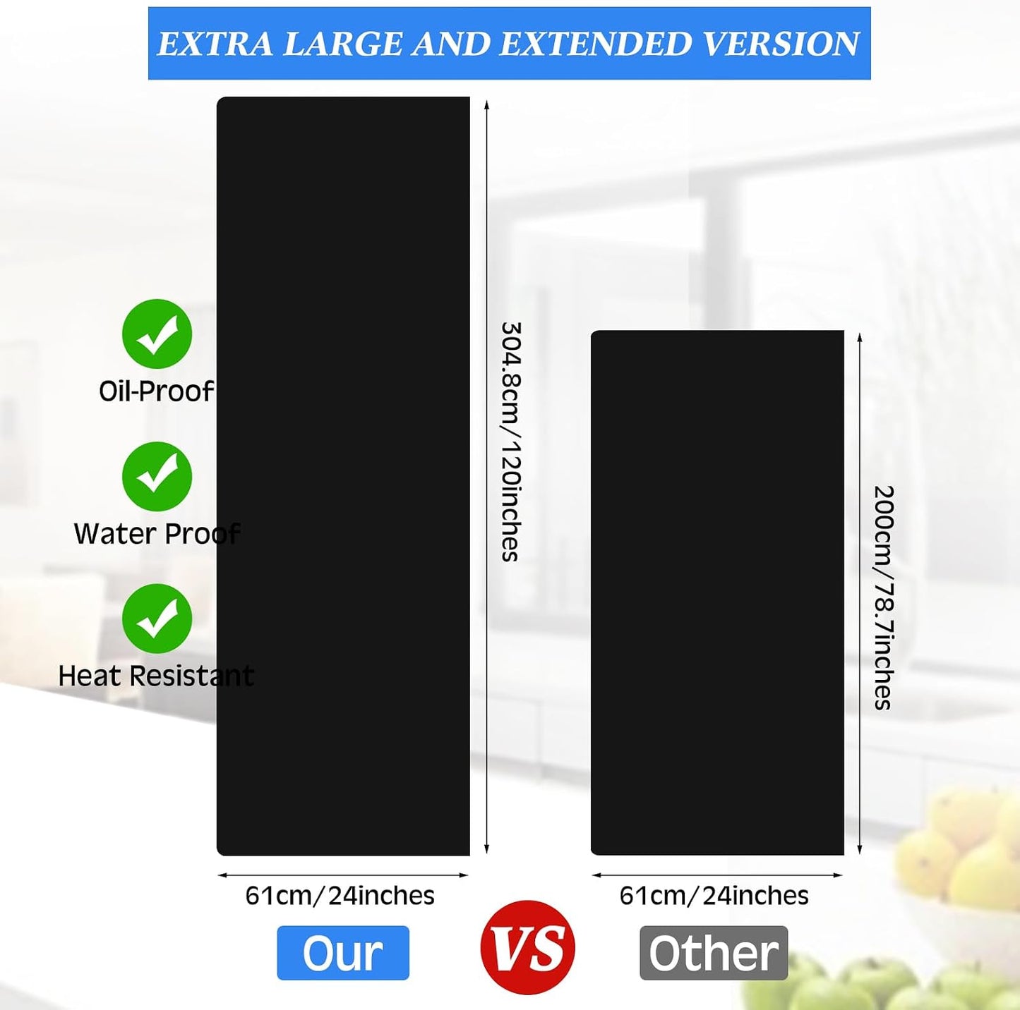 Hushee Silicone Mats for Kitchen Counter in Roll 120'' x 24'' Nonslip Cuttable Heat Resistant Mat for Kitchen Countertop Placemat(Dark Gray)