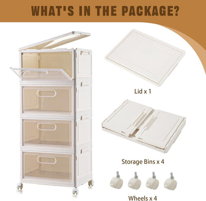 Freebat 6 Pack Closet Organizers and Storage,Clear Stackable Plastic Storage Bins with Lids Magnetic Doors,Clothes Organizers and Storage,Plastic Craft Containers for Wardrobe Kitchen Bathroom Office