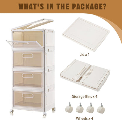Freebat 6 Pack Closet Organizers and Storage,Clear Stackable Plastic Storage Bins with Lids Magnetic Doors,Clothes Organizers and Storage,Plastic Craft Containers for Wardrobe Kitchen Bathroom Office