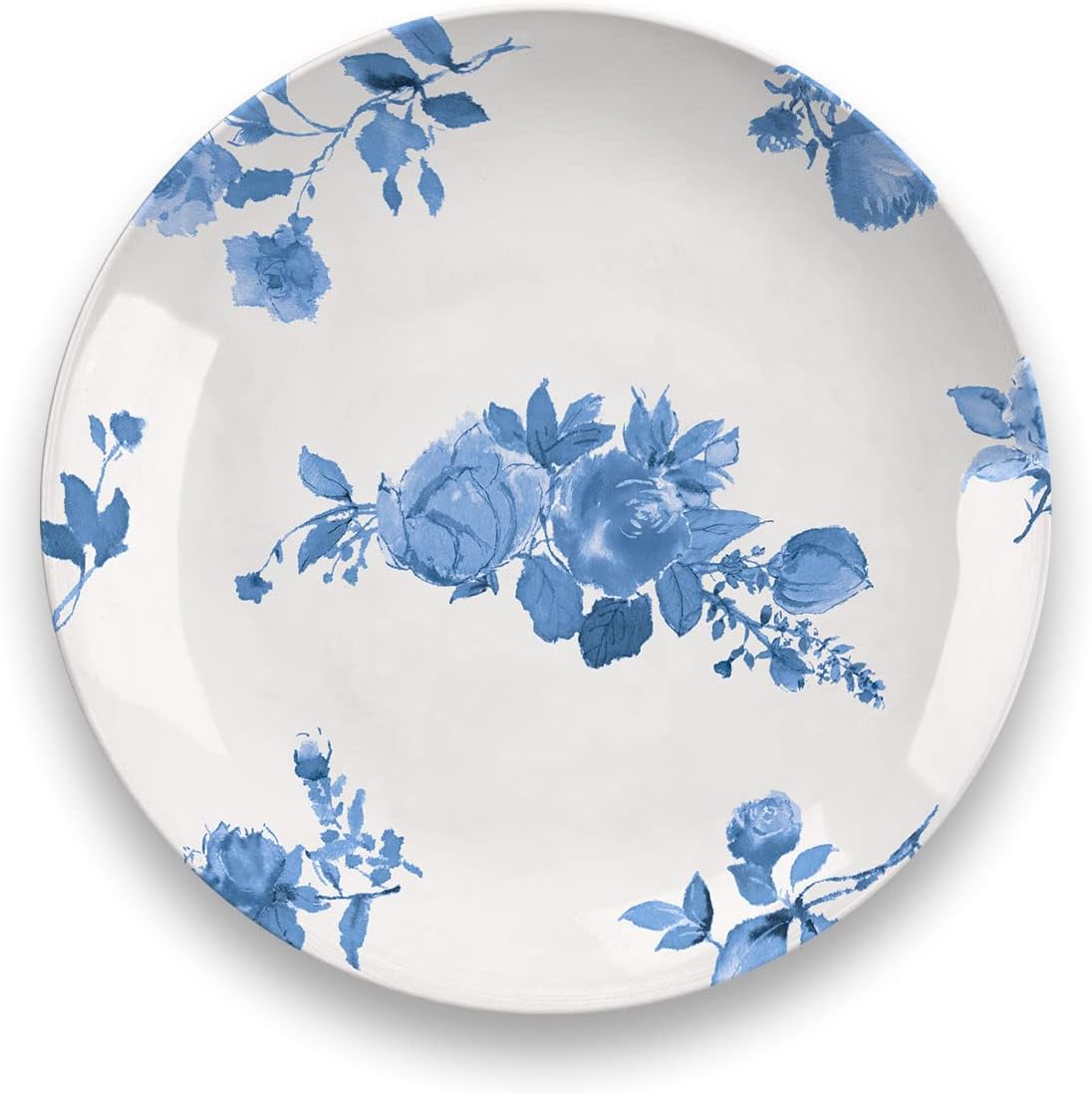 Cottage Blue 12.9'' x 6.9'' Serving Platter, Durable, Shatter-Resistant, and Dishwasher Safe Melamine Platter for Appetizers, Main Courses, Desserts, or Cheeses - White