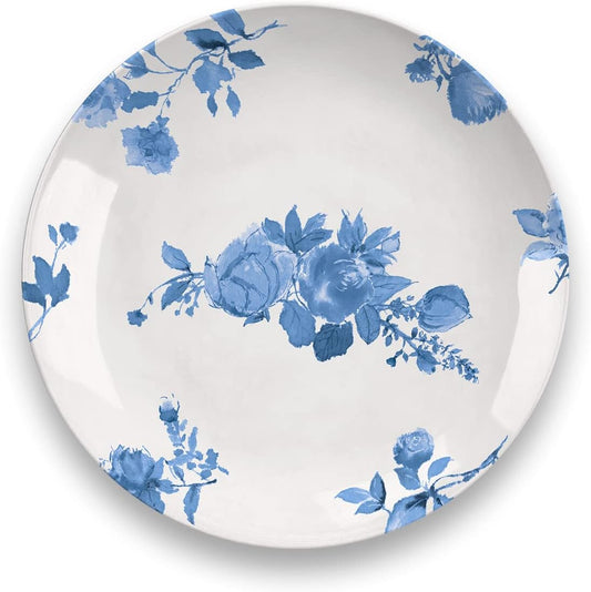 Cottage Blue 12.9'' x 6.9'' Serving Platter, Durable, Shatter-Resistant, and Dishwasher Safe Melamine Platter for Appetizers, Main Courses, Desserts, or Cheeses - White