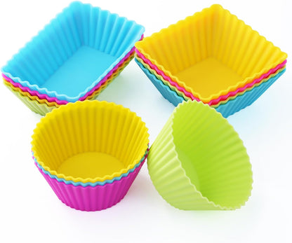 60PCS Silicone Lunch Box Dividers, Heavy-Duty Silicone Cupcake Liners for Muffin Cups, Reusable Kids' Lunch/Bento Box Accessories Set with Animal Forks, Food-Grade, BPA Free(20 Liners + 40 Picks)