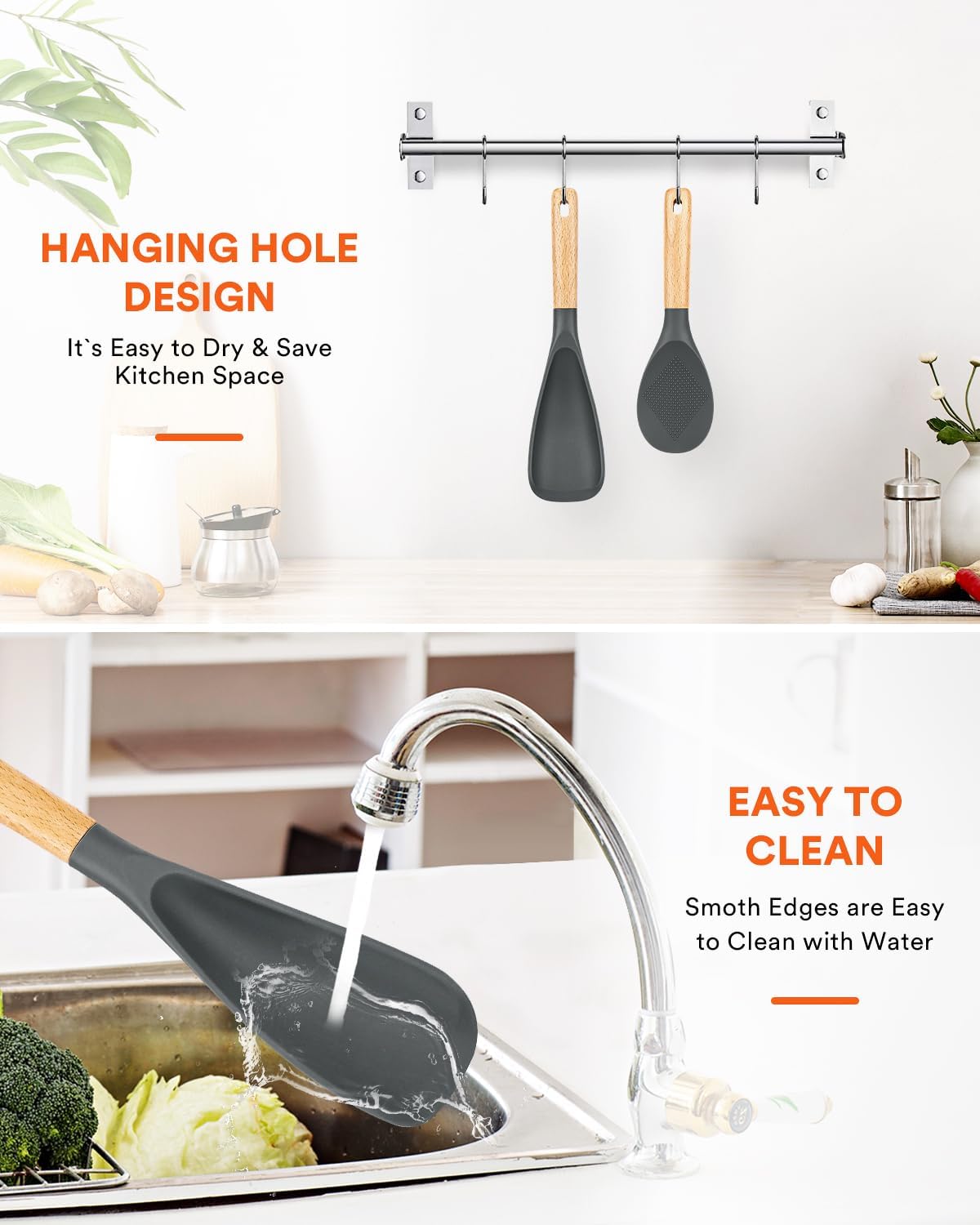 Badiano Cooking Spoon and Rice Scooper for Nonstick Cookware,Multi-function