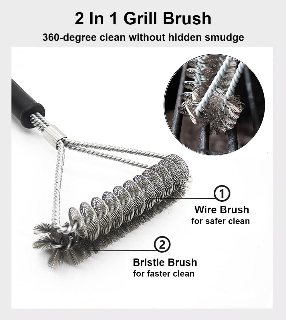 Grill Brush Grill Cleaning Kit, Grill Cleaner BBQ Grill Accessories Grill Rescue Brush Grill Brush Bristle Free, Grill Brush for Outdoor Grill BBQ Brush for Grill Cleaning (D23)