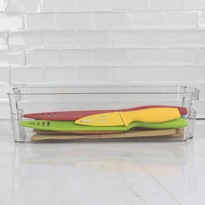 Home Basics Clear Plastic Storage Fridge Bin with Handles (Small)