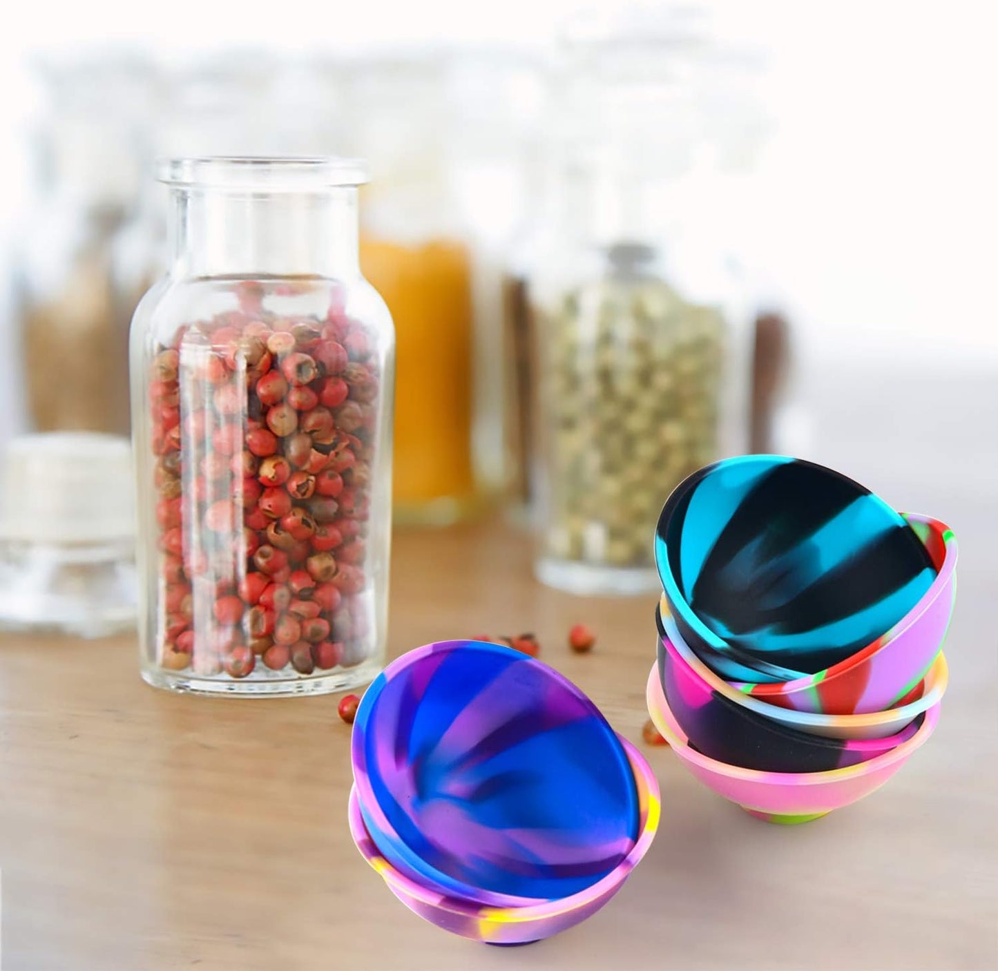 Coopay 22 Pieces Mini Silicone Pinch Bowls Colorful Heat Resistant Snack Prep and Serve Bowls, Unbreakable, Flexible, 1.75 Oz