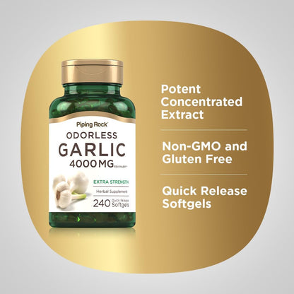 Piping Rock Odorless Garlic Softgels | 240 Count