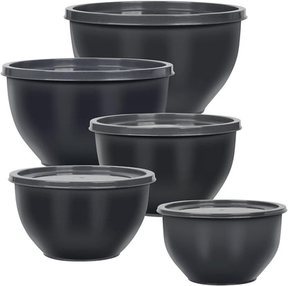 Greentainer Plastic Mixing Bowls with Lids Set for Kitchen, 5 Set Nesting Bowls for Mixing, Baking, Prepping, Cooking and Serving Food, Mixing Bowls Dishwasher, Microwave Safe