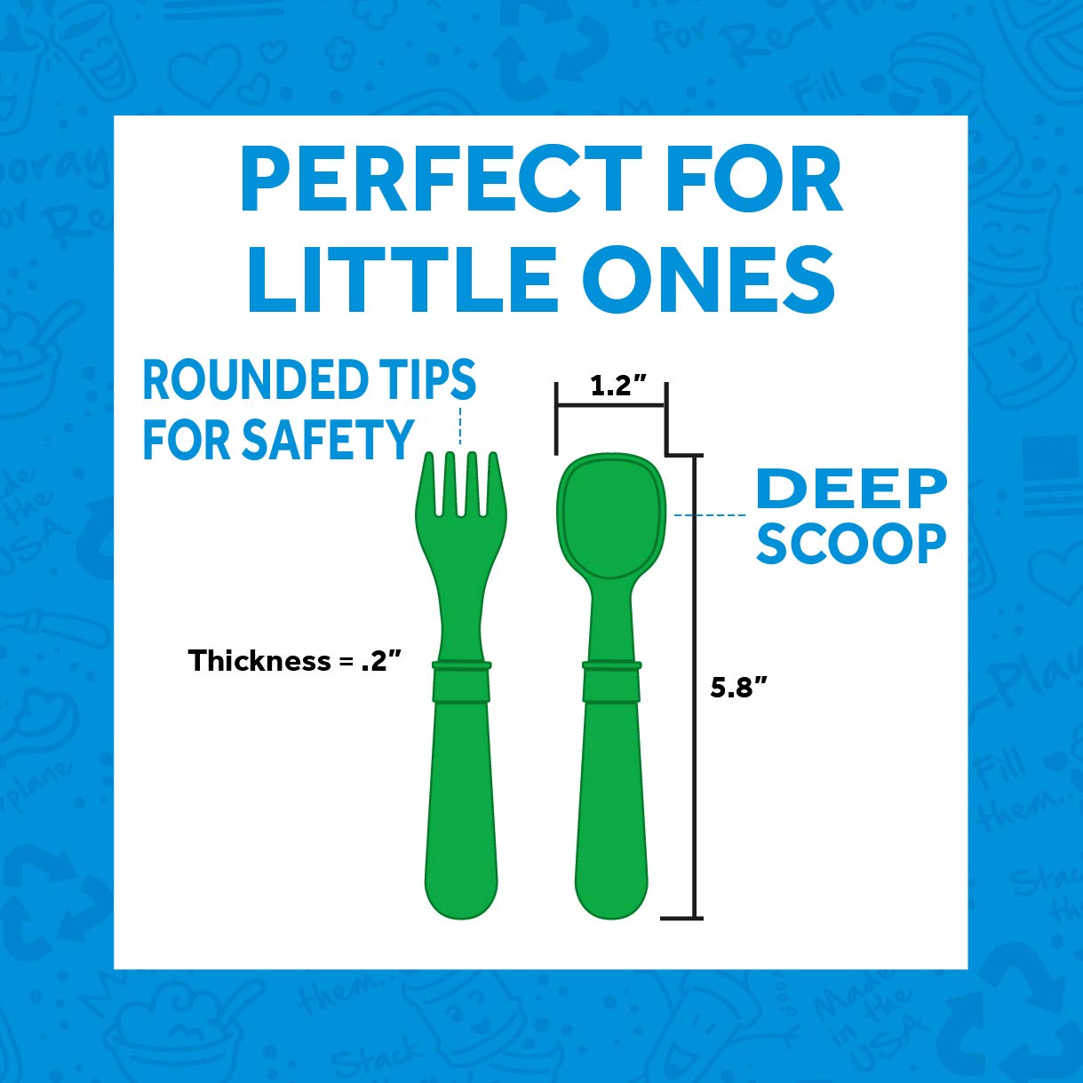 Re-Play Toddler Forks and Spoons Set - 4x4 Utensils Set for Kids - Dishwasher and Microwave Safe - Made in USA - Set of 8-5.8" x 1.2" x 0.2" - Princess