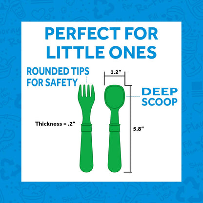 Re-Play Toddler Forks and Spoons Set - 4x4 Utensils Set for Kids - Dishwasher and Microwave Safe - Made in USA - Set of 8-5.8" x 1.2" x 0.2" - Princess