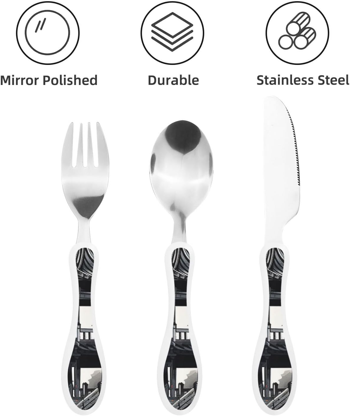 3-Piece Kids Silverware Set With Storage Case, Stainless Steel Reusable Children Safe Knife Spoon Fork Set Blue Active Girl Running Sunset Children Flatware Set For Kids Lunch Box - Colors A