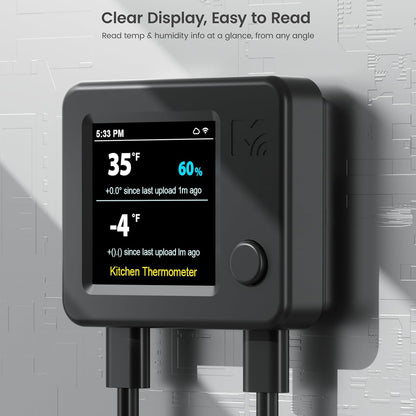 MOCREO WiFi Fridge Thermometer Hygrometer, Dual Probe, Remote Freeze Alerts