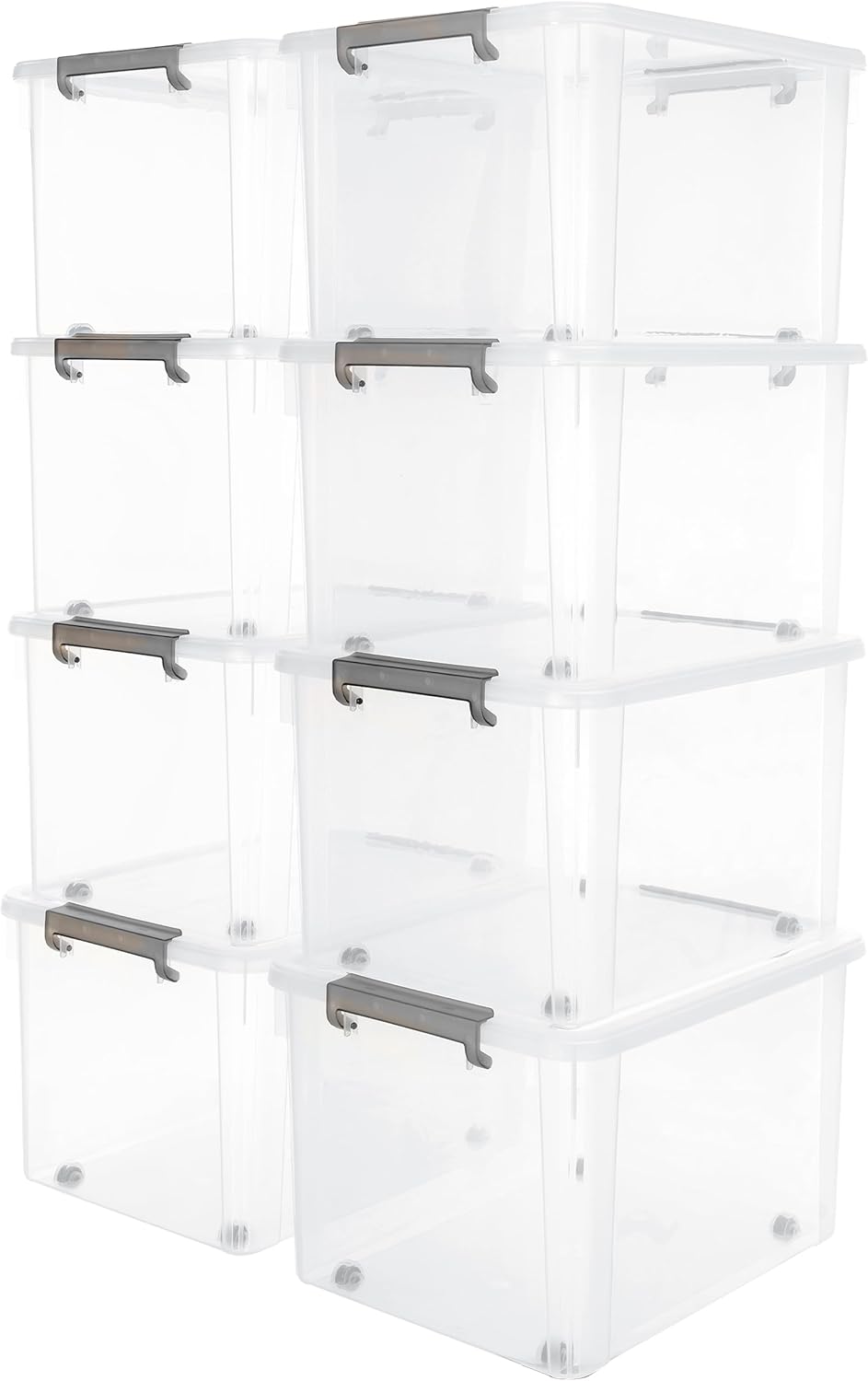 Citylife 32 QT Plastic Storage Bins with Latching Lids Stackable Storage Containers for Organizing Large Clear Storage Box for Garage, Closet, Kitchen, 4 Packs