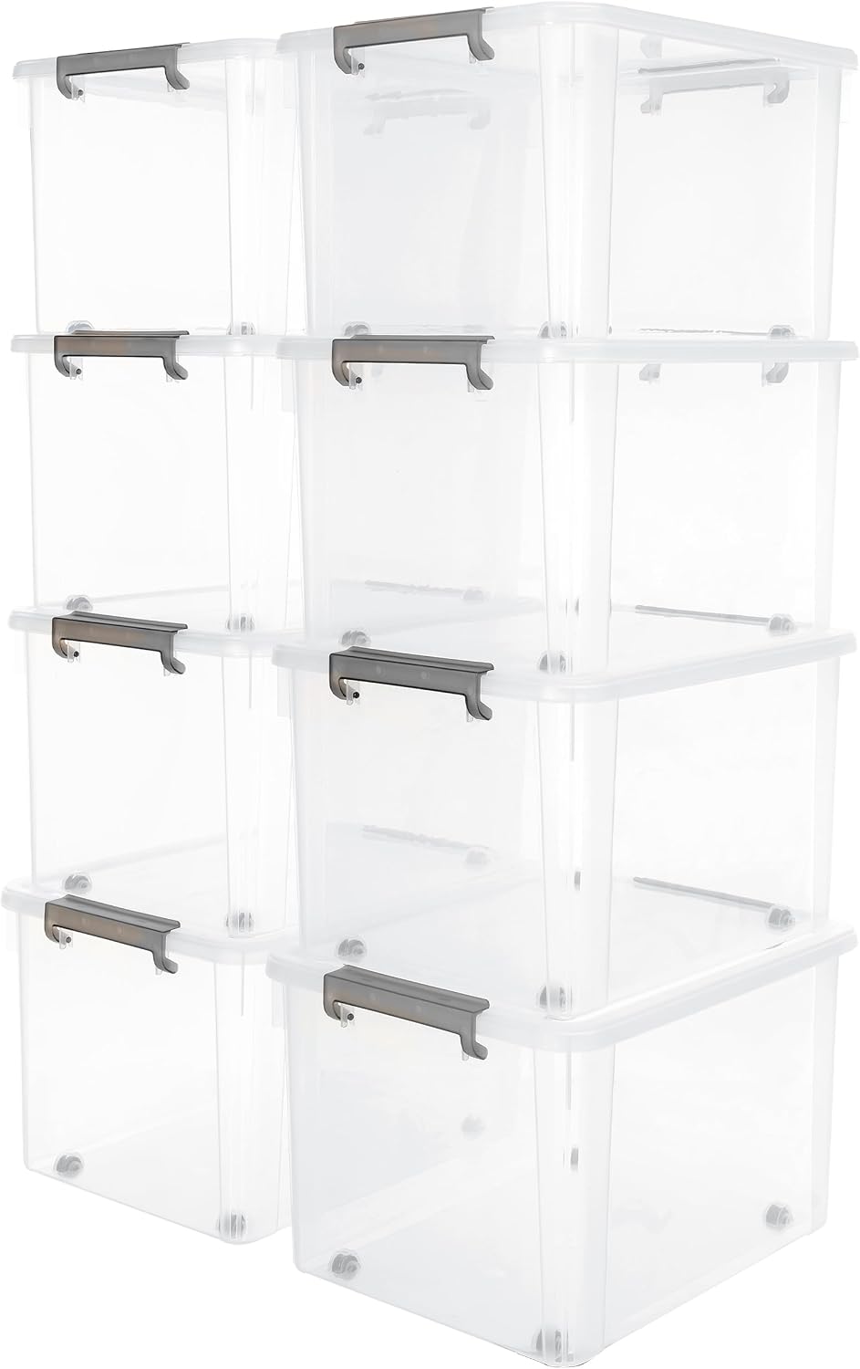 Citylife 32 QT Plastic Storage Bins with Latching Lids Stackable Storage Containers for Organizing Large Clear Storage Box for Garage, Closet, Kitchen, 4 Packs