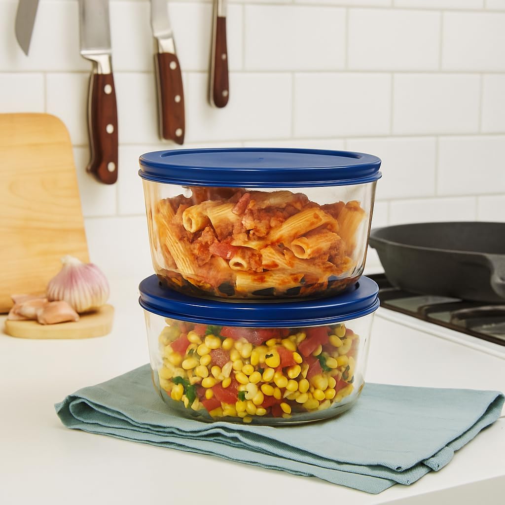6-Piece Glass Food Storage Containers Set (3 Containers + 3 BPA-Free Lids) | 2-Cup, Leakproof | Microwave, Freezer, Oven & Dishwasher Safe | Ideal for Meal Prep & Pantry Organization, Pistachio