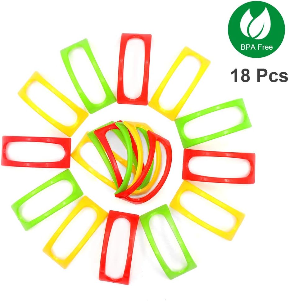 ForTomorrow Single Taco Holder Stand Set of 18 Individual Plastic Taco Rack Hard or Soft Shell Holder Small for Party, Tuesday (Red, Yellow, Green)