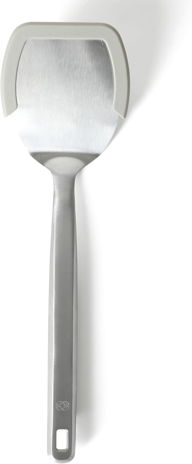 Calphalon Slotted Turner, Kitchen Flipping Spatula, Slotted Spatula, Stainless Steel Turner with Silicone Heat Resistance Handle, Nonstick-Safe Spatula for Draining and Flipping (Navy)