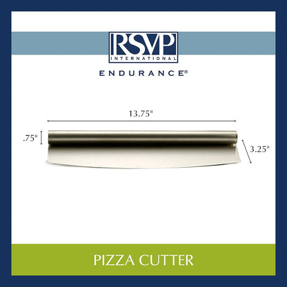 RSVP International Endurance® Rocker Style Stainless Steel Pizza Cutter, 14" | Sharp & Versatile Cutter | Chop & Slice Cakes & Pizzas with Ease | Dishwasher Safe