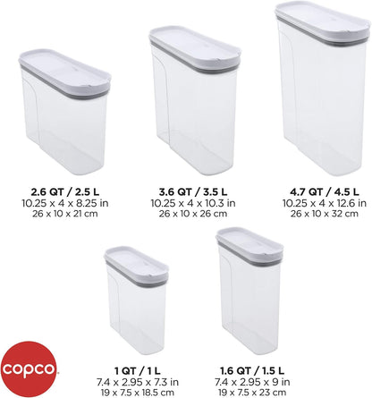 Copco Clear Cereal Storage Container 4.75 Qt - Airtight Flip-Top Lid, BPA-Free Plastic, Pantry Organizer for Dry Food, Cereal, Pasta, Nuts, Pet Food - Space-Saving Kitchen Storage Bin