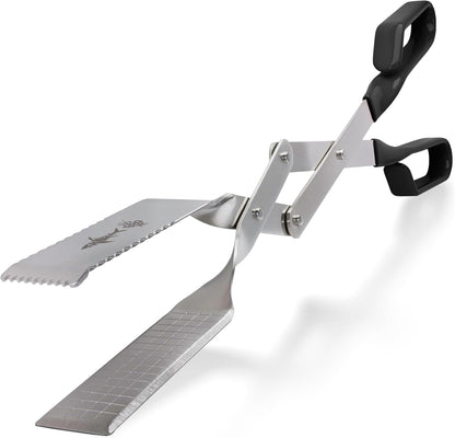 Steak Grill Tongs - 17 inch Red. Professional outdoor grilling utensil. Long reach Barbeque Grilling Tongs. Ideal for steak, fish, burger, and sausage