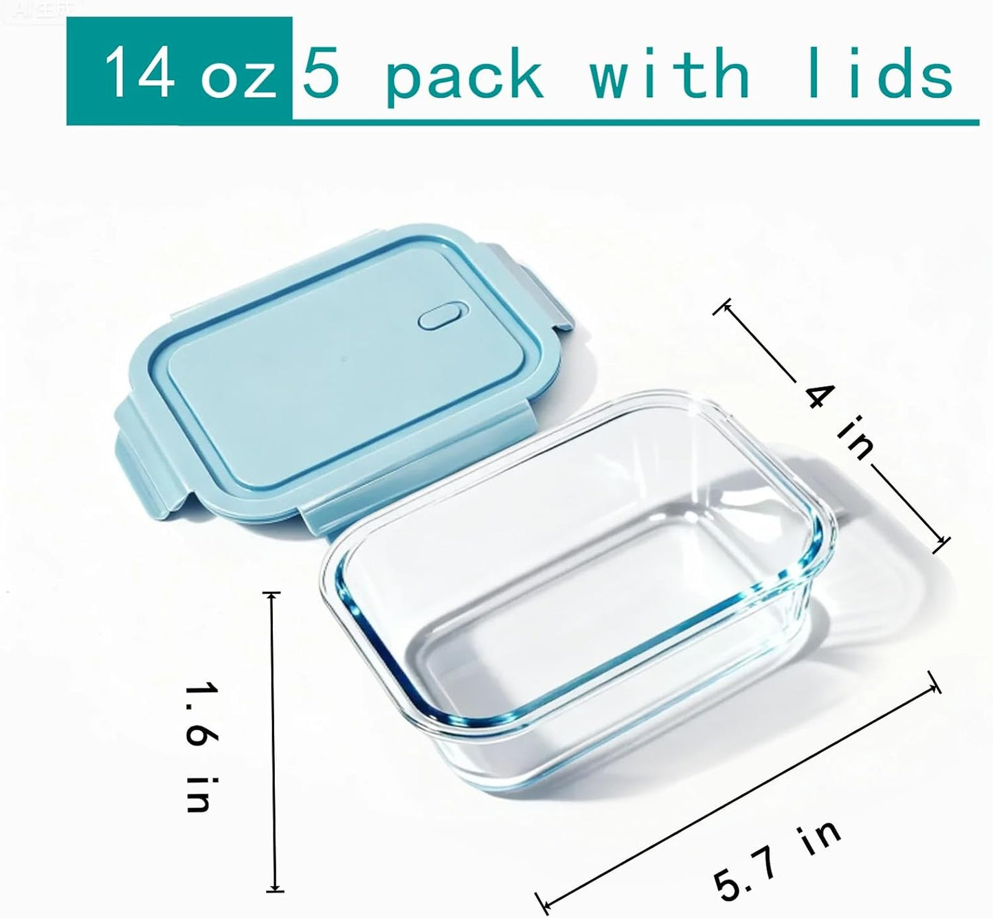 5Pack (32oz-3 Compartments with Lunch Bag) Glass Food Storage Containers with Lids for Kitchen Meal Prep, Fridge Organization, Lunch Box