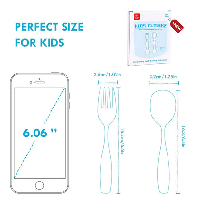 Lehoo Castle 6 Pieces Toddler Utensils, Kids Silverware for 2 3 4 Years Old, Stainless Steel Fork and Spoon Set with Plastic Handle, Safe Toddler Cutlery (Dinosaur)