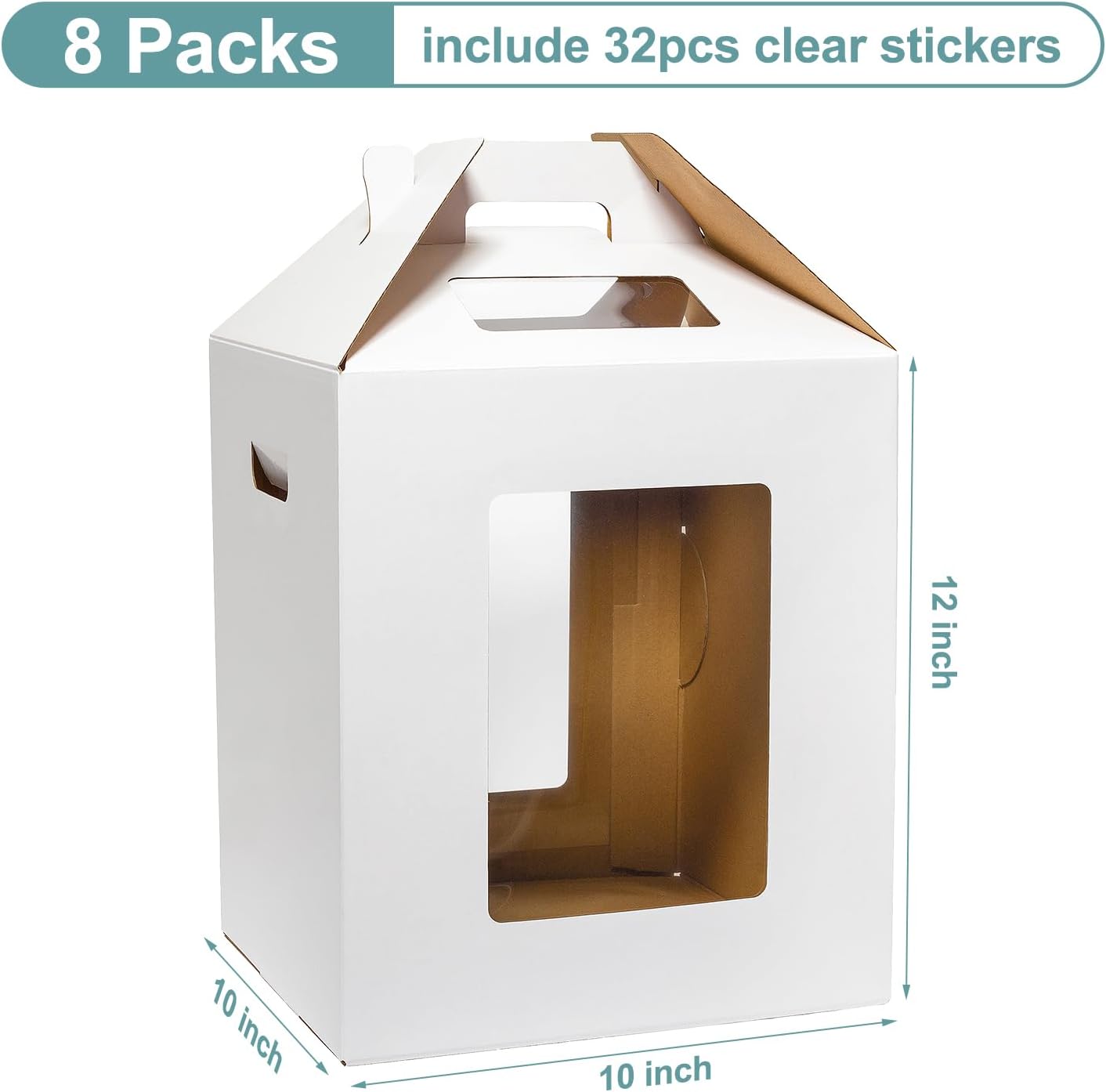 Wowxyz 3 Pack Tall Cake Boxes for Tier Cakes 12x12x14 Inch Disposable Layer Tall Baking Carrier with Window Large Tierd Bakery Take Out Transport Containers with Handle for Wedding, Birthday, Party