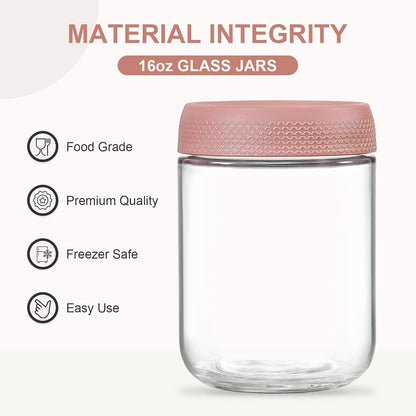 NETANY 6-pack 10oz Glass jars with Airtight Lids, Overnight Oats Containers with Lids, Wide mouth Mason Salad jars, Glass Food Storage Containers for Snacks Yogurt Spice Sugar