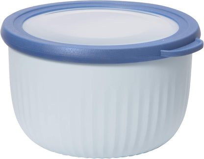 Oggi Prep, Store & Serve Plastic Bowl w/See-Thru Lid- Dishwasher, Microwave & Freezer Safe, (4 qt) Lt Gray w/Dk Gray Lid
