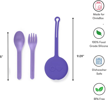 Omie OmieBox Kids Utensils Set with Case - 2 Piece Plastic, Reusable Fork and Spoon Silverware with Pod for Kids (Mint Green)