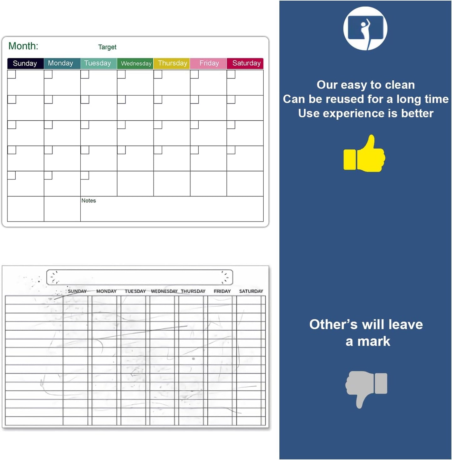 Magnetic Dry Erase Fridge Calendar Whiteboard Set,3 Pack 14.6" x 11" Reusable Refrigerator Calendar for Fridge & Wall-Monthly, Weekly,Daily Planners Refrigerator White Board with 5 Markers and Eraser