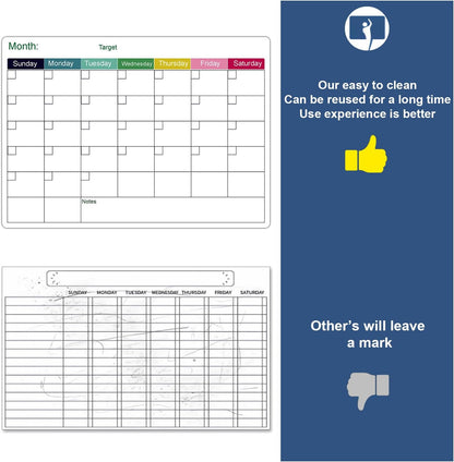 Magnetic Dry Erase Fridge Calendar Whiteboard Set,3 Pack 14.6" x 11" Reusable Refrigerator Calendar for Fridge & Wall-Monthly, Weekly,Daily Planners Refrigerator White Board with 5 Markers and Eraser