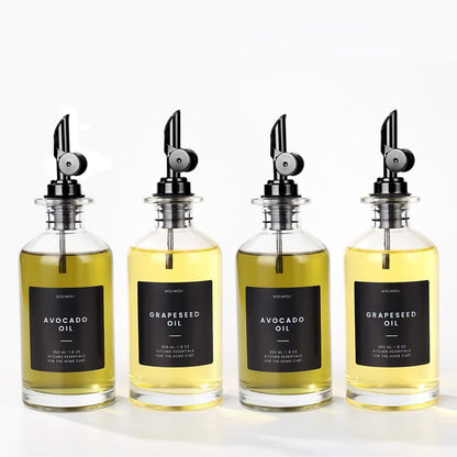 Molimoli - Premium Olive Oil Dispenser Bottles for Kitchen with Pourer - Oil and Vinegar Dispenser Set, Glass Dispenser for Kitchen, Dispenser Bottle of 350ml