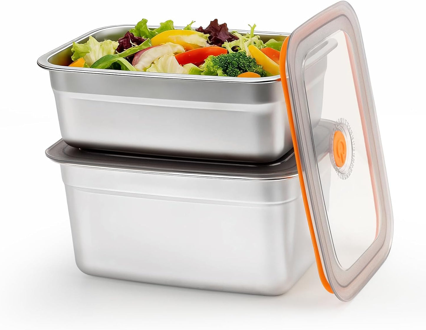 2 PCS Stainless Steel Food Storage Containers(67oz) with Lids Leak Proof & Airtight | Stainless steel freezer Containers,Airtight Bento Lunch Box,For Meal Prep,Fruit,Freezer