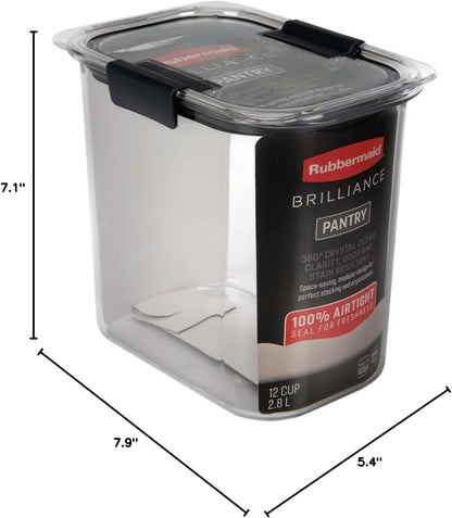 Rubbermaid Brilliance Pantry Airtight Food Storage Container, BPA-Free 7.8 Cup, Ideal for Brown Sugar - Efficient, Leak-Proof and Dishwasher-safe