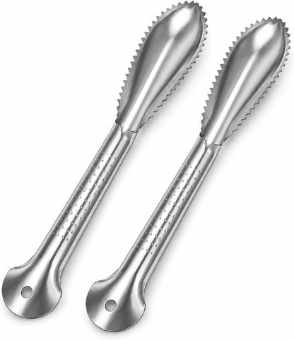 2-Pack Large Fish Scraper, 304 Stainless Steel Fish Scaler, Non-Slip Handle