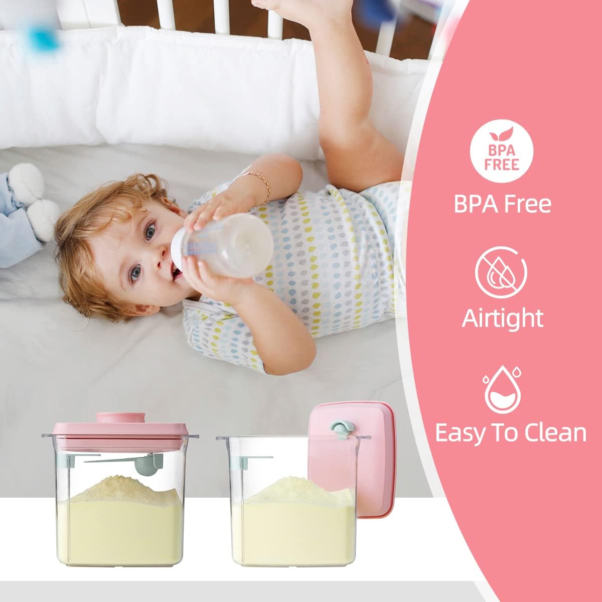 Ankou Airtight Container Set - (380ml 4 Pcs) Stackable One Button Openning Food Containers for Snacks Candy Salt Herbs Spices BPA-Free Tranparent (0.32 QT * 4)