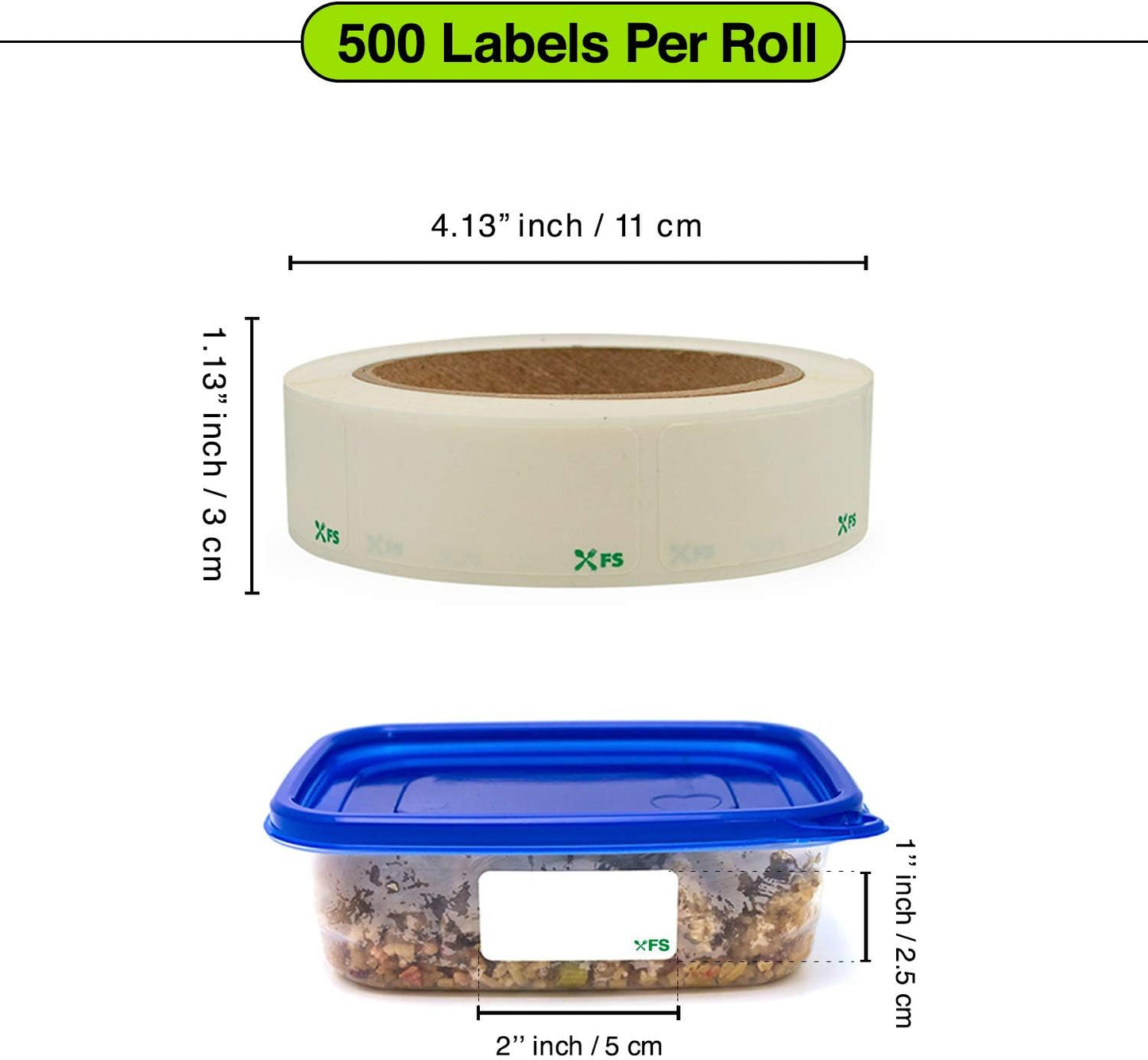 Food Labels Dissolvable by Food Safe - Leaves No Adhesive Residue Dissolves in Water in 30 Seconds Perfect for Reusable Containers - 500 Labels Per Roll